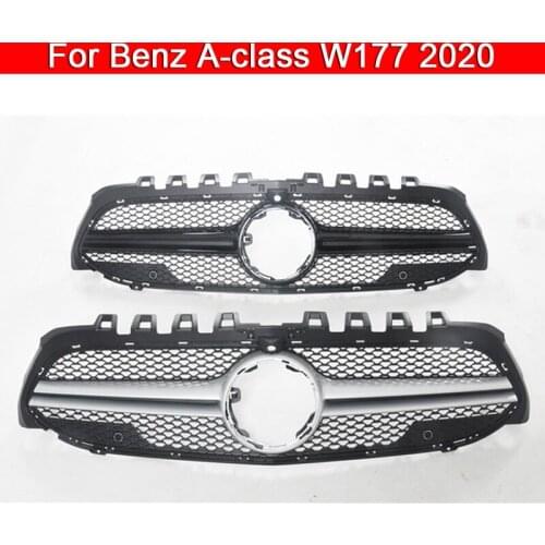 For Mercedes-Benz A-class W177 2020 Car styling Middle grille Silver Black front bumper grill Auto Center vertical bar Grille