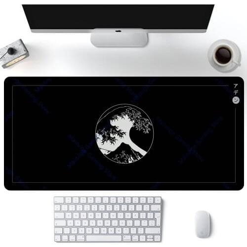 Great Wave Mousepad Black Mouse Pad Japan Anime Desk Pad Desktop Computers Office Carpet Pads On The Table Table Game For Pc