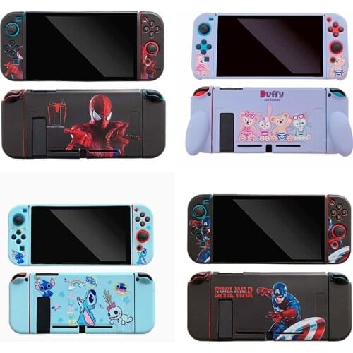 Disney Marvel Spiderman Switch Cover Nintendo Game Console Stitch Soft Shell TPU Cartoon Anime NS Accessories Split Shell Gift