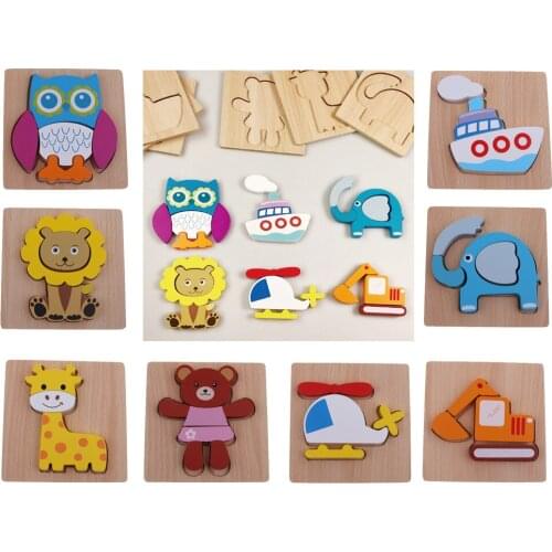 Hand Grasp Knob Pegged Puzzle Wooden Quality Animal Cognitive Board Toys