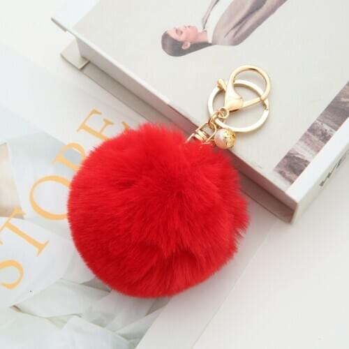 Cheap Trinket Fluffy Artificial Rabbit Fur Ball Key Chain for Fur Ball Key Ring Holder for Women Pendant Best Gifts EH1004