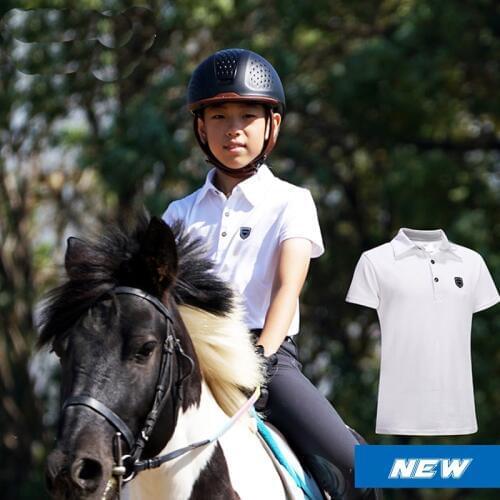 Childrens Sports POLO Junior Race Equestrian Short-sleeved T-shirt Cotton Childrens Equestrian Clothing Top