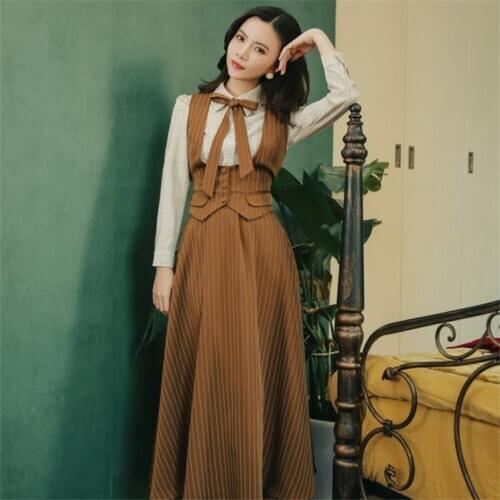 Elegant Office Lady Sets England Style Striped Women 3 Piece Outfits Suit Vintage Women Clothes Conjuntos De Mujer feminino