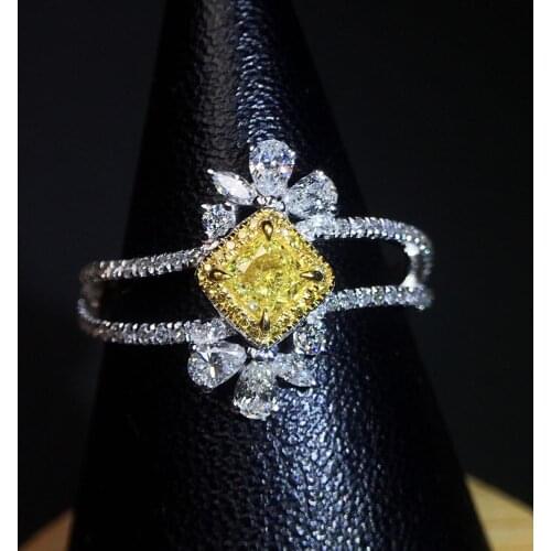 J1216 Yellow Diamond Ring 0.21ct 18K Gold Natural Yellow Diamond Wedding Engagement Female Rings for Women Fine Diamonds Ring