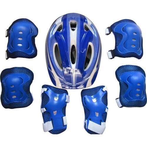 7PCS Childrens Skating Professional Protective Gear Helmet Set Suitable for 5-13 Years Old Girls Skateboarding Bicycle Helmet