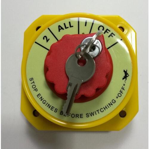 Marine Boat RV Fishing Yellow Dual Battery Isolator Selector Switch W/ Key 9108
