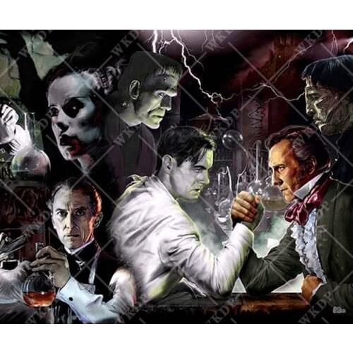 New 5D DIY Diamond Painting Kit FRANKENSTEIN Henry VS Victor Full Square Embroidery Mosaic Canvas Wall Art Stickers Home Decor