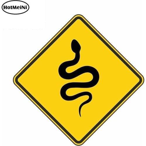 HotMeiNi 13cm x 13cm Car Styling Snake Warning Sticker Car Bumper Decal Caution Yellow Hunting Forest Gun Hunt Car Sticker