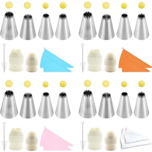 New9pcs Cake Decorating Kits Flower Cream Cupcakes Icing Tips Nozzles Pastry Bags Reusable Couplers Brush Baking Tool DIY
