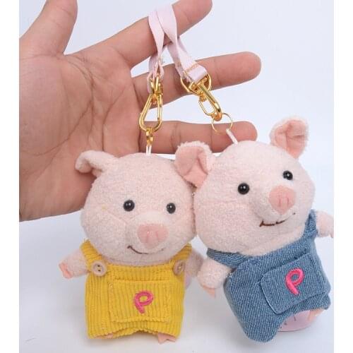 Cuet new Creative Cartoons straw hat strap pig School Bag Pendant Mollusk Soothing doll Baby bed decoration christmase Gift
