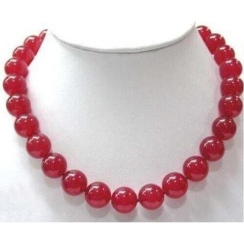 10mm Charming Chinese red jades bead pendant necklace color Fashion
