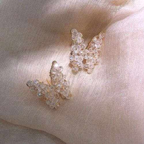 Huge Bud Exquisite Butterfly Earrings Brilliant AAA Cubic Zircon Brincos Cute Girl Crytal Stud Earrings Luxury Weeding Jewelry