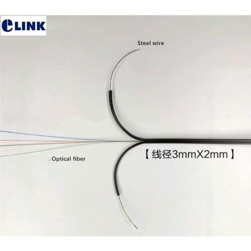 1000mtr ftth drop cable 2 steel wire 4 core G652D 2*3mm optical fiber black white 2km/roll indoor Butterfly cable ELINK