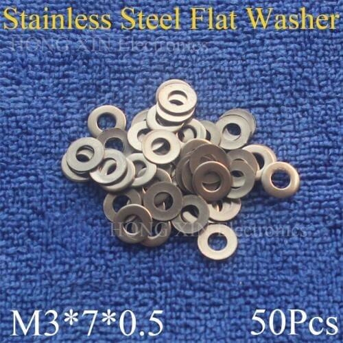 50Pcs Large M3*7*0.5mm Stainless Steel Flat Washer Price High Quality Flat Pad Plain Washer Ring Washer