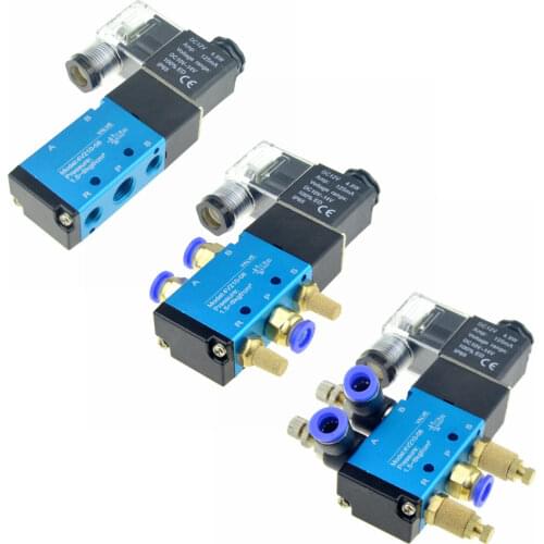 Pneumatic Electric Solenoid Valve 5 Way 2 Position 12V 24V 220V 6mm 8mm 10mm Hose Connect Adjust Control Air Gas Magnetic Valve
