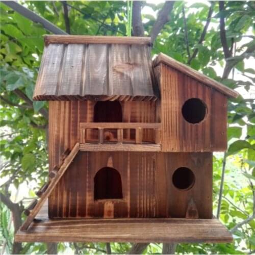 Bird house Bird nest villa Handmade wood Creative and cute Home outdoor decorations Forest Park Wild bird house protection ZP
