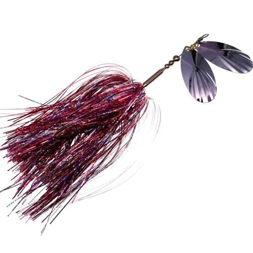 SWOLFY Buzzbait Metal Spinner Fishing Lure Rubber Jig Spinner Bait Sequin Lure Jig Head Metal Spoons