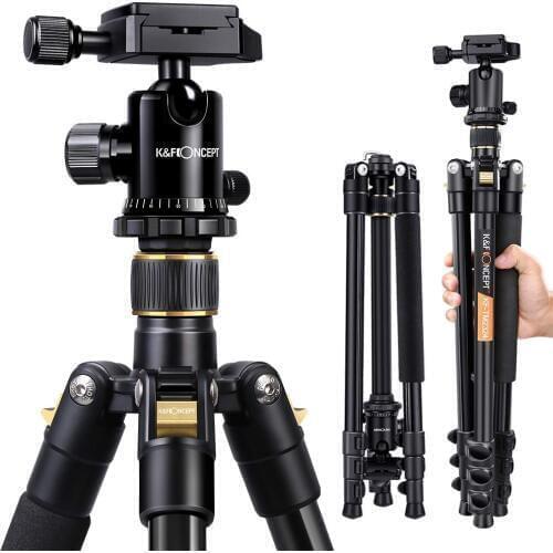 K&F Concept Camera Tripod Lightweight Compact Aluminum Tripod 62'' with 360 Panorama Ball Head Quick Release Plate For DSLR SLR
