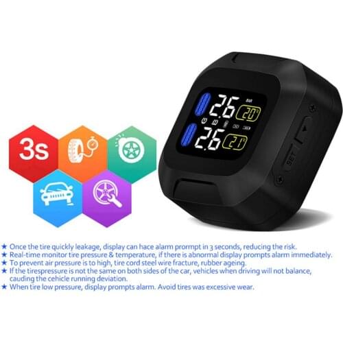 CAREUD Motorcycle Tire Pressure Monitoring System Super Waterproof Sun Protection System M3 TPMS USB Solar Charging With 2 Exte