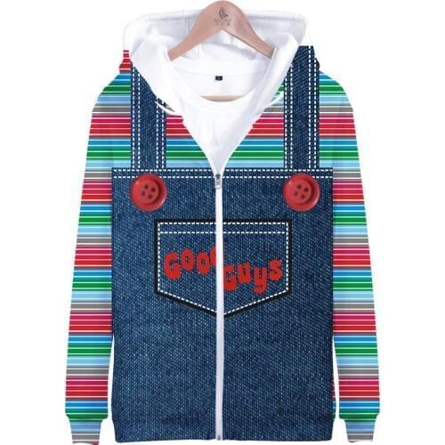 The evil Good Guys toy 3d printed hoodies men/women halloween Chucky 3d hoodie sweatshirt casual zipper plus size Jacket clothes