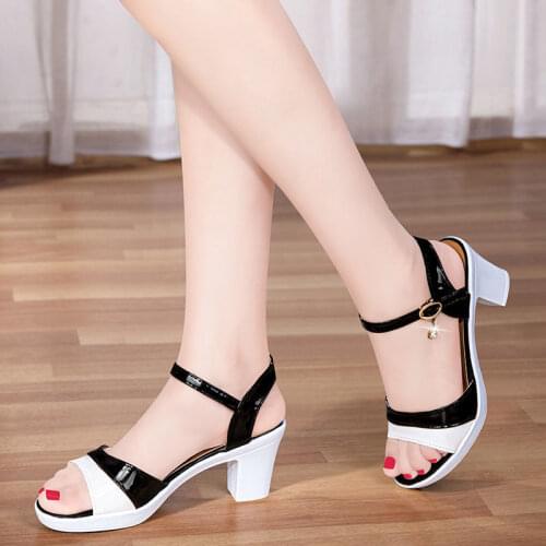 Cresfimix Female Fashion Party & Night Club Open Toe Square Heel Pumps Women Casual High Quality Black Office Heel Shoes B6406y
