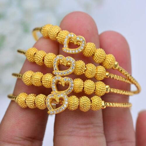 Wando Trendy 4pcs Gold Color Bangles For Baby Girls Kids Exquisite Bracelet/Bangle African Arab Ramadan childrens Jewelry
