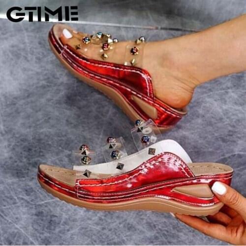 Womens Transparent Sandals Summer Beach Shoes Flip-Flops Open Toe Rhinestone Casual Beach Shoes Flats Bohemian Sandals#SJPAE-290