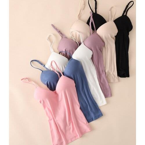 Women Padded Bra Spaghetti Strap V Neck Vest Cami Tank Tops Shirt Blouse