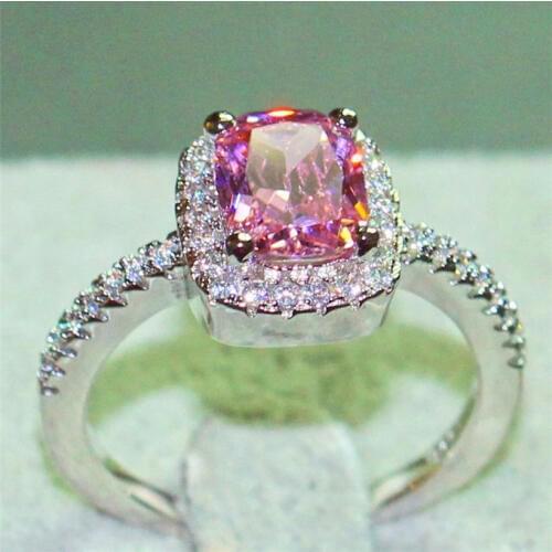 Real 100% 925 Sterling Silver Wedding Rings for Women Princess-cut 5a CZ Engagement Ring Simulated Diamond Platinum Jewelry