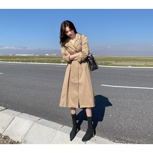 Womens Autumn Coat Solid Womens Trench Coat Casual Long Coats For Women Loose Womens Winter Coats 2021 Womens Windbreaker
