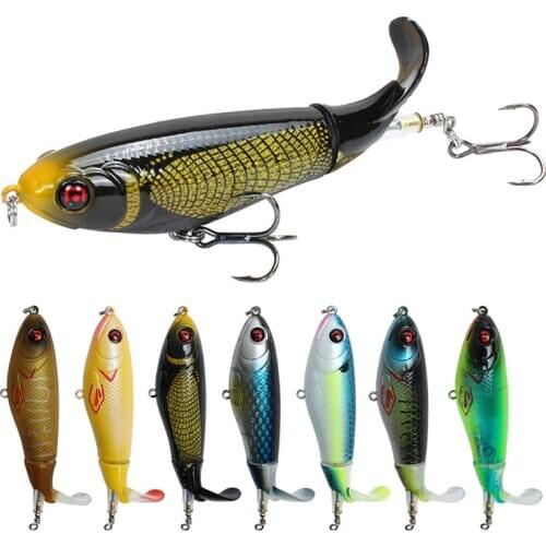 1PCS Whopper Popper 10.5cm/17g Topwater Fishing Lure Artificial Bait Hard Plopper Soft Rotating Tail Fishing Tackle Geer Pesca