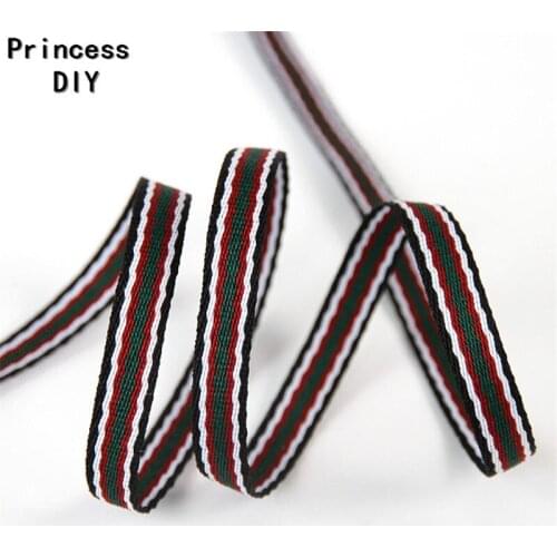 1cm Polyester Red Green Stripe Grosgrain Hemming Tape Twill Ribbon DIY Bowknot Cloth Sewing Piping Border Accessor Gift Wrapping