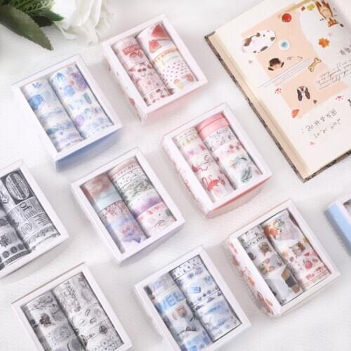 10pcs/pack Multi-color Washi Tape Scrapbooking Decorative Adhesive Tapes Paper Japanese Stationery Sticker