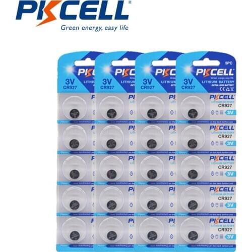 20Pcs PKCELL CR927 3V 30mAh Lithium Manganese Button Coin Battery For Watches Toys Calculator