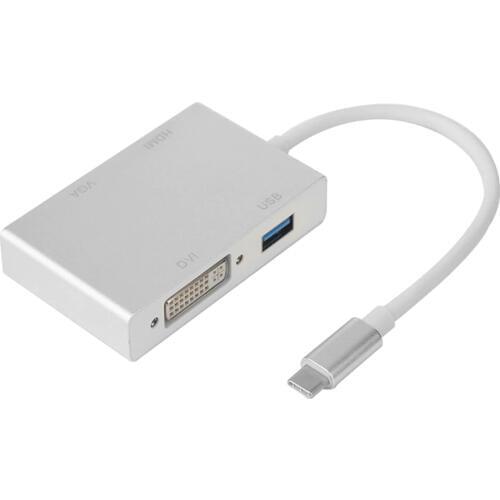 4 in 1 Multi-function USB 3.1 Type C HDMI-compatible VGA DVI USB3.0 Female Adapter