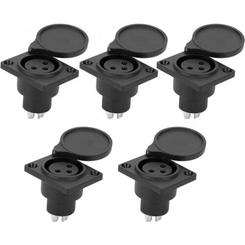 5Pcs 3pin XLR Waterproof Female Chassis Panel Plug Audio Socket for Power Microphone Connector plug adapter