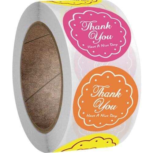 50-500Pcs Cute Color Sticker Colour Thank You Stickers Seal Labels Orange Red Yellow Labels For Gift Decor Stationery Stickers