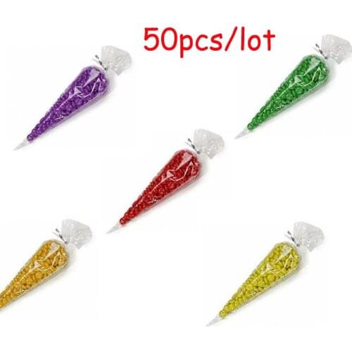 50pcs/Lot Transparent Candy Packing Bags Storage Cone Bags DIY Candy Bag Birthday Party Wedding Decoration Sweet Cellophane