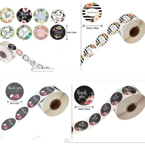 500pcs 1 inch/2.5cm Round Floral Thank You Stickers for Wedding Favors and Party Handmade Gife Envelope Seal Stationery Sticker