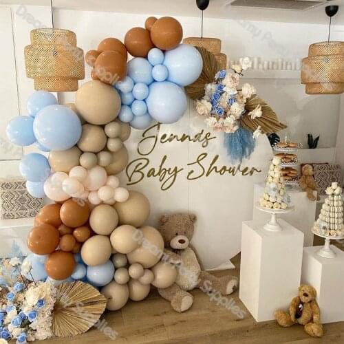 95pcs Retro Cocoa Nude Balloon Arch Garland Kit for Baby Shower Birthday Party Decoration Boy Blue Kids Grad Anniversary Bckdrop