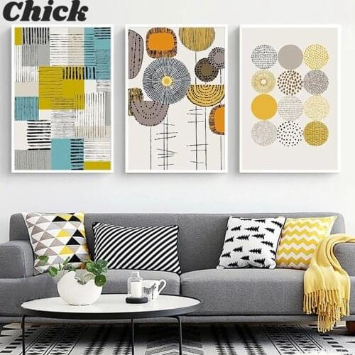 Abstract Geometric Wall Art Canvas Painting Nordic Multicolor Poster and Print Pictures for Gallery Living Room Home Decor