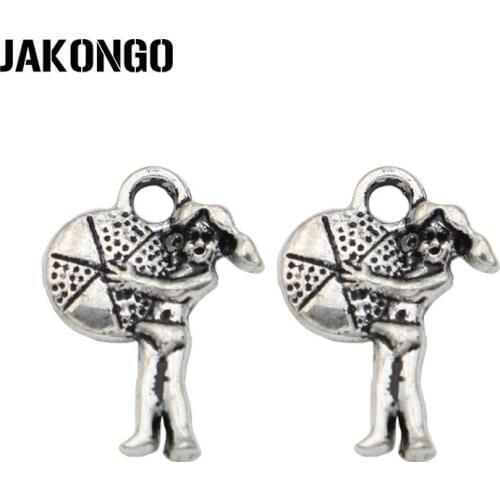 Antique Silver Plated Surffing Girl Charms Pendants for Jewelry Making Bracelet Accessories DIY Findings Handmade Craft 20x14mm