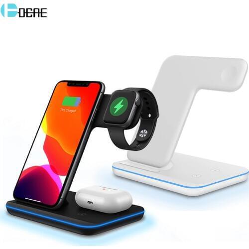 3 in 1 15W Qi Wireless Charger For iPhone 11 XS XR X 8 Samsung S20 Fast Charging Dock Station for Apple Watch 5 4 3 Airpods Pro
