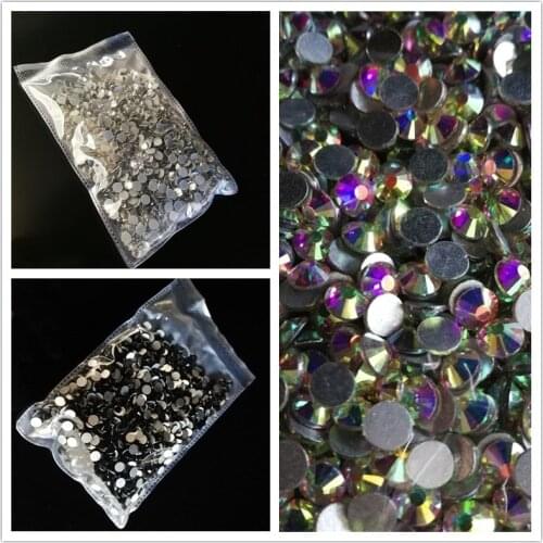 Big Size 144pcs AB/Clear/Black Flatback Glitter Rhinestone for Nail Glass Crystal Stone Non Hot Fix FNail Art Decoration Charms