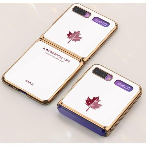 Case for Samsung Galaxy Z flip Ultra thin Plating Phone Case Glass Protective Back Cover Anti-fall Shell