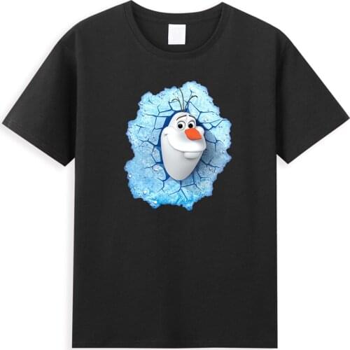 Disney Cartoon Mens T Shirt Fashion Frozen II Olaf Graphic Tshirts Harajuku Queen Elsa Princess Anna T-shirt Men Tops Dropship