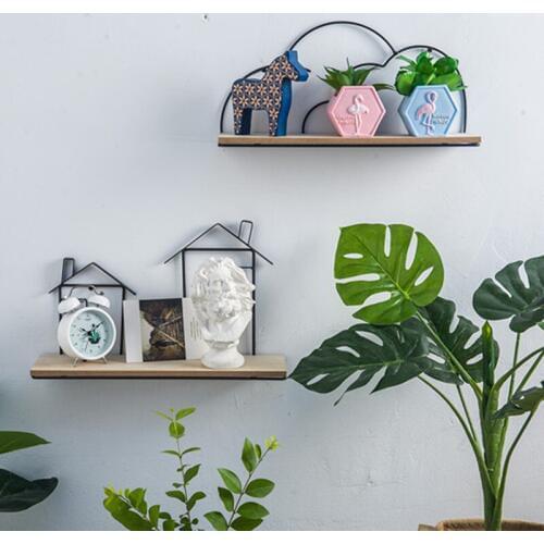 Iron Geometric Rack Nordic Style Cactus Cloud Shape Living Room Sundries Organization Wall-mounted Wall Hanging Storage Shelf