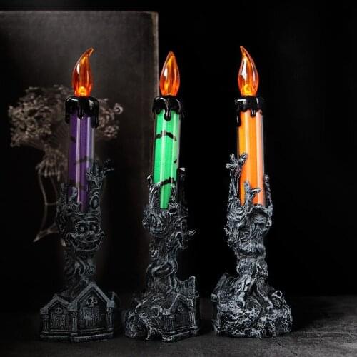 Halloween Skull Candle Holder Light Skeleton Ghost Hand Flameless Candle Lamp Party Bar Decoration Lamp