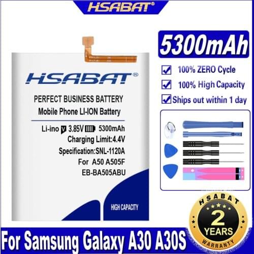 HSABAT EB-BA505ABN EB-BA505ABU 5300mAh Battery for Samsung Galaxy A50 A505F SM-A505F Batteries