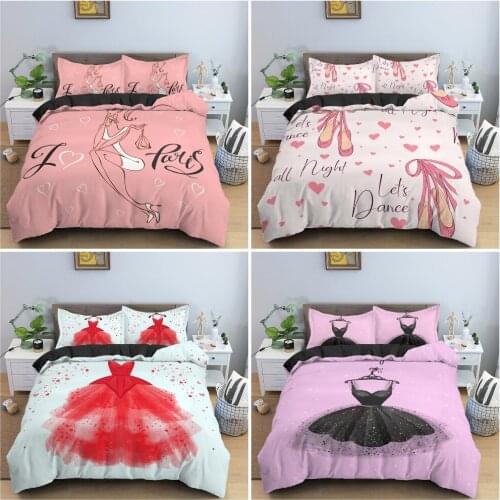 Pretty Fashion Model Bedding Set Bedclothes Beautiful Dress Pink Duvet Cover Set For Girlss Bedroom King Twin Single 2/3PCS